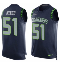 Men's Nike Seattle Seahawks #51 Barkevious Mingo Limited Steel Blue Player Name & Number Tank Top NFL Jersey