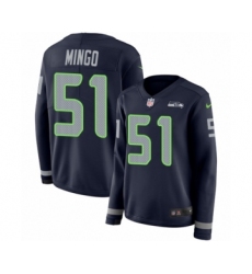 Women's Nike Seattle Seahawks #51 Barkevious Mingo Limited Navy Blue Therma Long Sleeve NFL Jersey