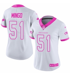 Women's Nike Seattle Seahawks #51 Barkevious Mingo Limited White/Pink Rush Fashion NFL Jersey