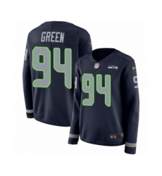 Women's Nike Seattle Seahawks #94 Rasheem Green Limited Navy Blue Therma Long Sleeve NFL Jersey