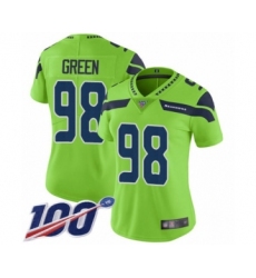 Women's Seattle Seahawks #98 Rasheem Green Limited Green Rush Vapor Untouchable 100th Season Football Jersey