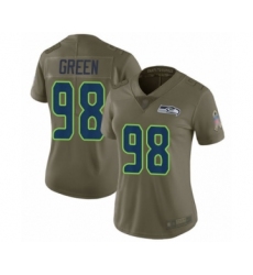 Women's Seattle Seahawks #98 Rasheem Green Limited Olive 2017 Salute to Service Football Jersey