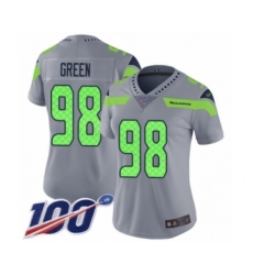 Women's Seattle Seahawks #98 Rasheem Green Limited Silver Inverted Legend 100th Season Football Jersey