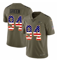Youth Nike Seattle Seahawks #94 Rasheem Green Limited Olive/USA Flag 2017 Salute to Service NFL Jersey
