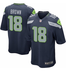 Men's Nike Seattle Seahawks #18 Jaron Brown Game Navy Blue Team Color NFL Jersey
