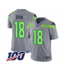 Men's Seattle Seahawks #18 Jaron Brown Limited Silver Inverted Legend 100th Season Football Jersey