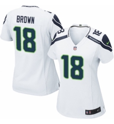 Women's Nike Seattle Seahawks #18 Jaron Brown Game White NFL Jersey