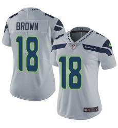 Women's Nike Seattle Seahawks #18 Jaron Brown Grey Alternate Vapor Untouchable Elite Player NFL Jersey