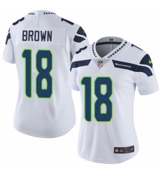 Women's Nike Seattle Seahawks #18 Jaron Brown White Vapor Untouchable Limited Player NFL Jersey