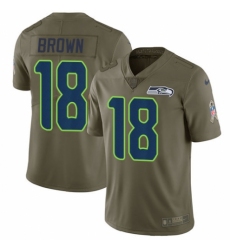 Youth Nike Seattle Seahawks #18 Jaron Brown Limited Olive 2017 Salute to Service NFL Jersey