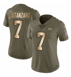 Women's Nike Tampa Bay Buccaneers #7 Chandler Catanzaro Limited Olive/Gold 2017 Salute to Service NFL Jersey
