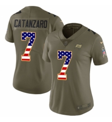 Women's Nike Tampa Bay Buccaneers #7 Chandler Catanzaro Limited Olive/USA Flag 2017 Salute to Service NFL Jersey