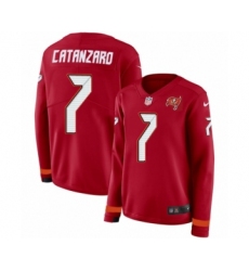 Women's Nike Tampa Bay Buccaneers #7 Chandler Catanzaro Limited Red Therma Long Sleeve NFL Jersey
