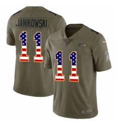 Men's Nike Seattle Seahawks #11 Sebastian Janikowski Limited Olive/USA Flag 2017 Salute to Service NFL Jersey