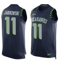 Men's Nike Seattle Seahawks #11 Sebastian Janikowski Limited Steel Blue Player Name & Number Tank Top NFL Jersey