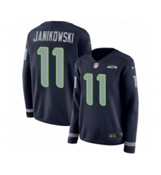 Women's Nike Seattle Seahawks #11 Sebastian Janikowski Limited Navy Blue Therma Long Sleeve NFL Jersey