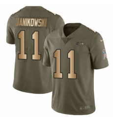 Youth Nike Seattle Seahawks #11 Sebastian Janikowski Limited Olive/Gold 2017 Salute to Service NFL Jersey