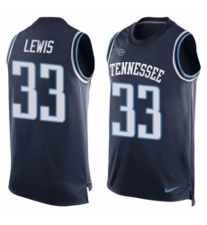 Men's Nike Tennessee Titans #33 Dion Lewis Limited Navy Blue Player Name & Number Tank Top NFL Jersey