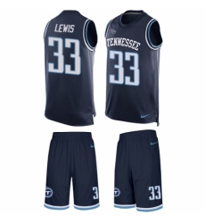 Men's Nike Tennessee Titans #33 Dion Lewis Limited Navy Blue Tank Top Suit NFL Jersey