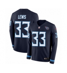 Men's Nike Tennessee Titans #33 Dion Lewis Limited Navy Blue Therma Long Sleeve NFL Jersey