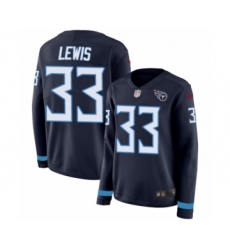 Women's Nike Tennessee Titans #33 Dion Lewis Limited Navy Blue Therma Long Sleeve NFL Jersey