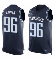 Men's Nike Tennessee Titans #96 Bennie Logan Limited Navy Blue Player Name & Number Tank Top NFL Jersey