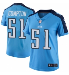 Women's Nike Tennessee Titans #51 Will Compton Limited Light Blue Rush Vapor Untouchable NFL Jersey