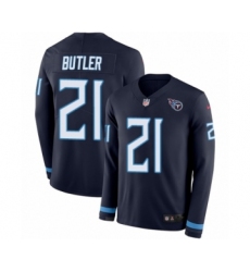Men's Nike Tennessee Titans #21 Malcolm Butler Limited Navy Blue Therma Long Sleeve NFL Jersey