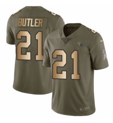 Men's Nike Tennessee Titans #21 Malcolm Butler Limited Olive/Gold 2017 Salute to Service NFL Jersey