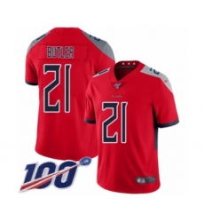Men's Tennessee Titans #21 Malcolm Butler Limited Red Inverted Legend 100th Season Football Jersey