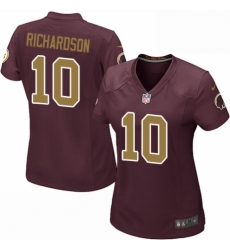 Women's Nike Washington Redskins #10 Paul Richardson Game Burgundy Red/Gold Number Alternate 80TH Anniversary NFL Jersey