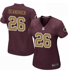 Women's Nike Washington Redskins #26 Orlando Scandrick Game Burgundy Red/Gold Number Alternate 80TH Anniversary NFL Jersey