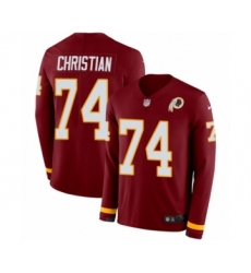Men's Nike Washington Redskins #74 Geron Christian Limited Burgundy Therma Long Sleeve NFL Jersey