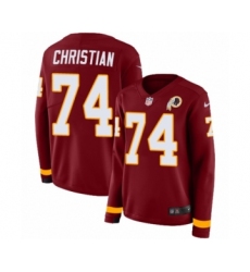 Women's Nike Washington Redskins #74 Geron Christian Limited Burgundy Therma Long Sleeve NFL Jersey