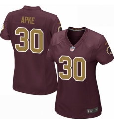 Women's Nike Washington Redskins #30 Troy Apke Game Burgundy Red/Gold Number Alternate 80TH Anniversary NFL Jersey