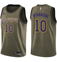 Youth Nike Los Angeles Lakers #10 Sviatoslav Mykhailiuk Swingman Green Salute to Service NBA Jersey