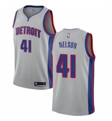 Youth Nike Detroit Pistons #41 Jameer Nelson Swingman Silver NBA Jersey Statement Edition