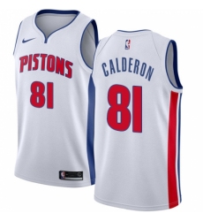 Men's Nike Detroit Pistons #81 Jose Calderon Swingman White NBA Jersey - Association Edition