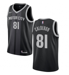 Women's Nike Detroit Pistons #81 Jose Calderon Swingman Black NBA Jersey - City Edition