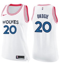 Women's Nike Minnesota Timberwolves #20 Josh Okogie Swingman White Pink Fashion NBA Jersey