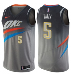 Men's Nike Oklahoma City Thunder #5 Devon Hall Swingman Gray NBA Jersey - City Edition