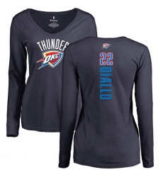 NBA Women's Nike Oklahoma City Thunder #22 Hamidou Diallo Navy Blue Backer Long Sleeve T-Shirt