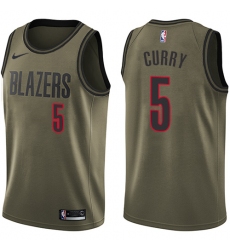 Youth Nike Portland Trail Blazers #5 Seth Curry Swingman Green Salute to Service NBA Jersey