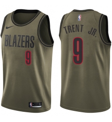 Youth Nike Portland Trail Blazers #9 Gary Trent Jr. Swingman Green Salute to Service NBA Jersey