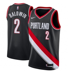 Men's Nike Portland Trail Blazers #2 Wade Baldwin Swingman Black NBA Jersey - Icon Edition