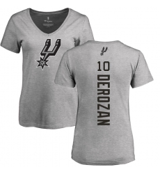 NBA Women's Nike San Antonio Spurs #10 DeMar DeRozan Ash Backer T-Shirt