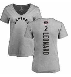 NBA Women's Nike Toronto Raptors #2 Kawhi Leonard Ash Backer T-Shirt