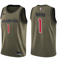 Men's Nike Washington Wizards #1 Austin Rivers Swingman Green Salute to Service NBA Jersey
