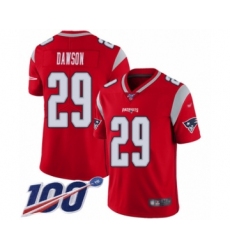 Men's New England Patriots #29 Duke Dawson Limited Red Inverted Legend 100th Season Football Jersey