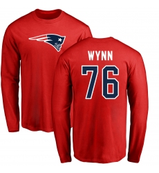 NFL Nike New England Patriots #76 Isaiah Wynn Red Name & Number Logo Long Sleeve T-Shirt